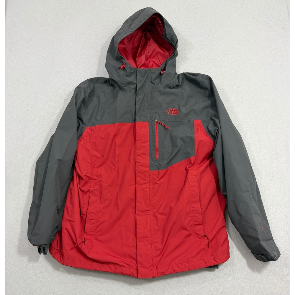 The North Face Jacket Mens XL Red Grey NF00CUQ3 Triclimate Fleece Lined Hooded